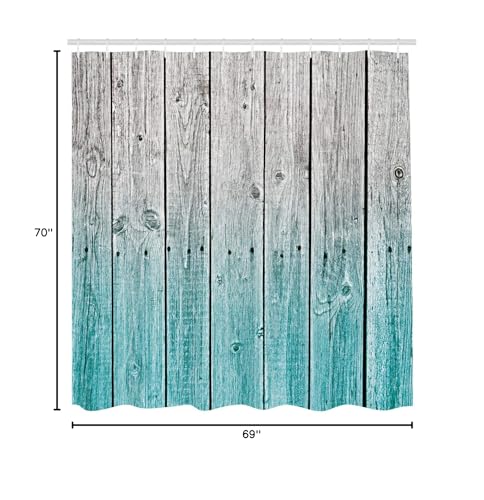 Ambesonne Rustic Shower Curtain, Powder Room Decorations Wood Panels Background With Digital Tones Effect Country House Image, C